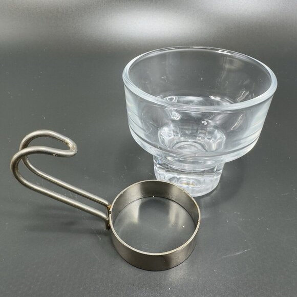 Vintage Espresso Coffee Cups Mugs Glass Steel Handles Clear Glass Small Cups VTG - Picture 5 of 11